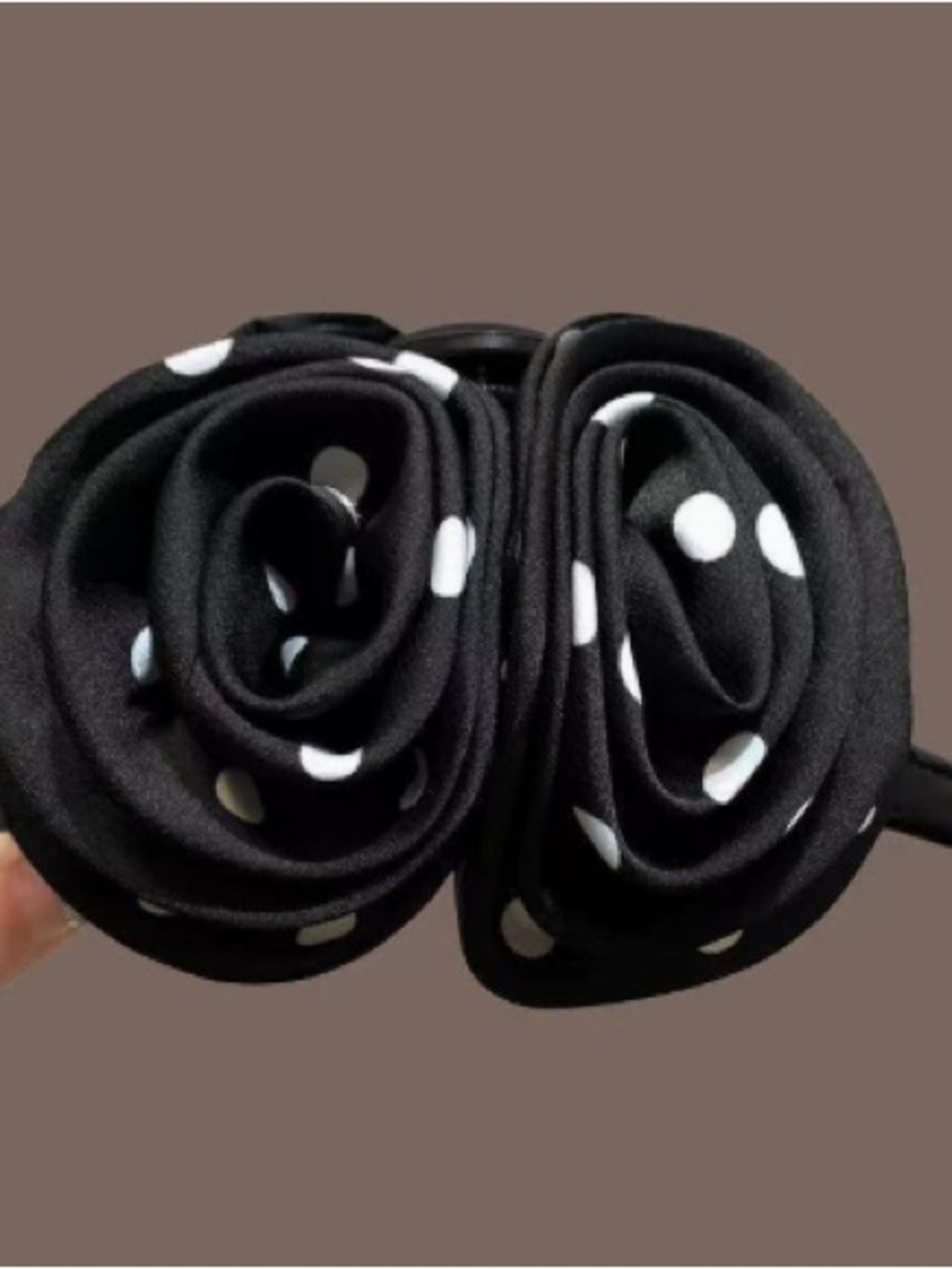 Black Polka Dot Rose Headband by